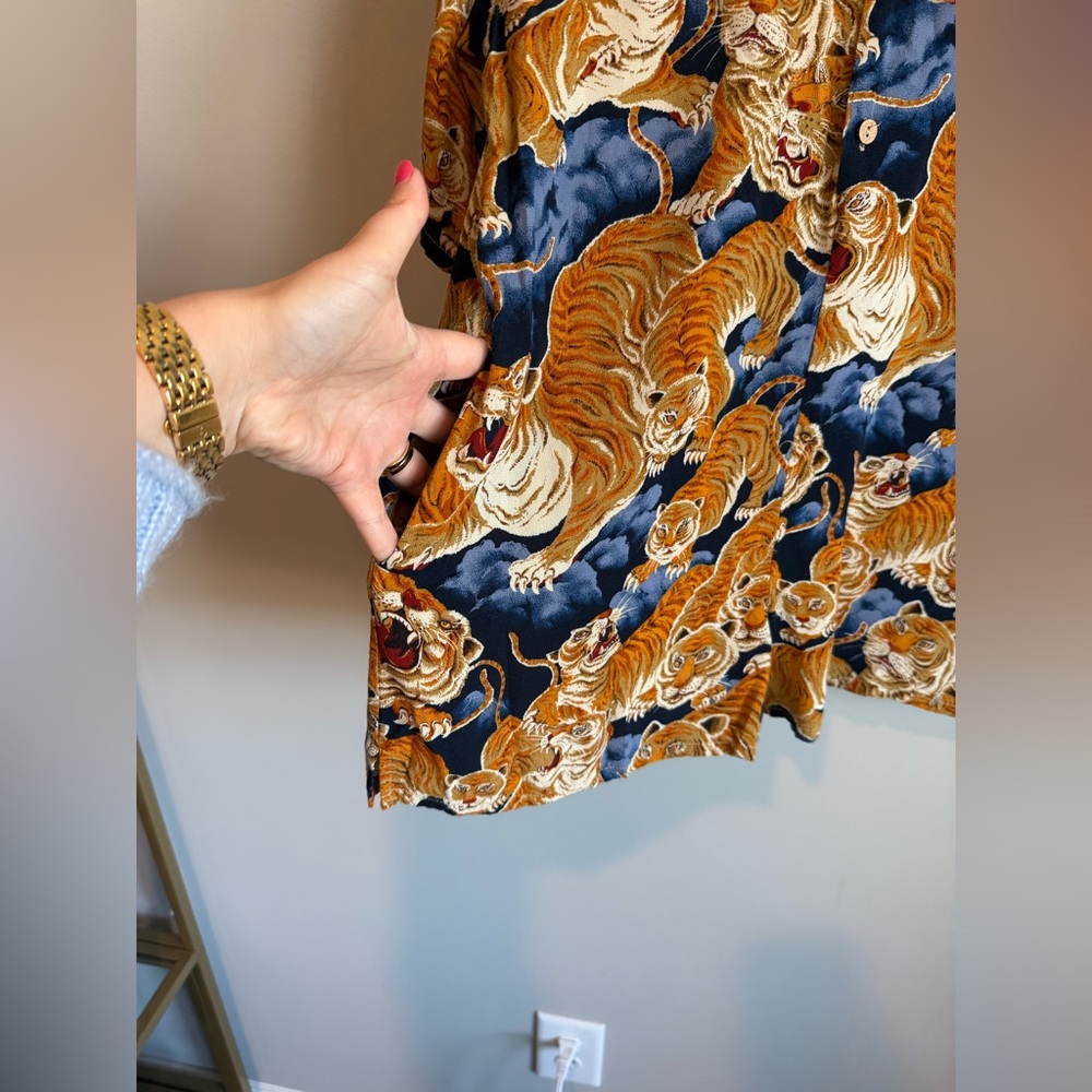 R13 Hawaiian Print Romper in Orange Tiger - Picture 9 of 16